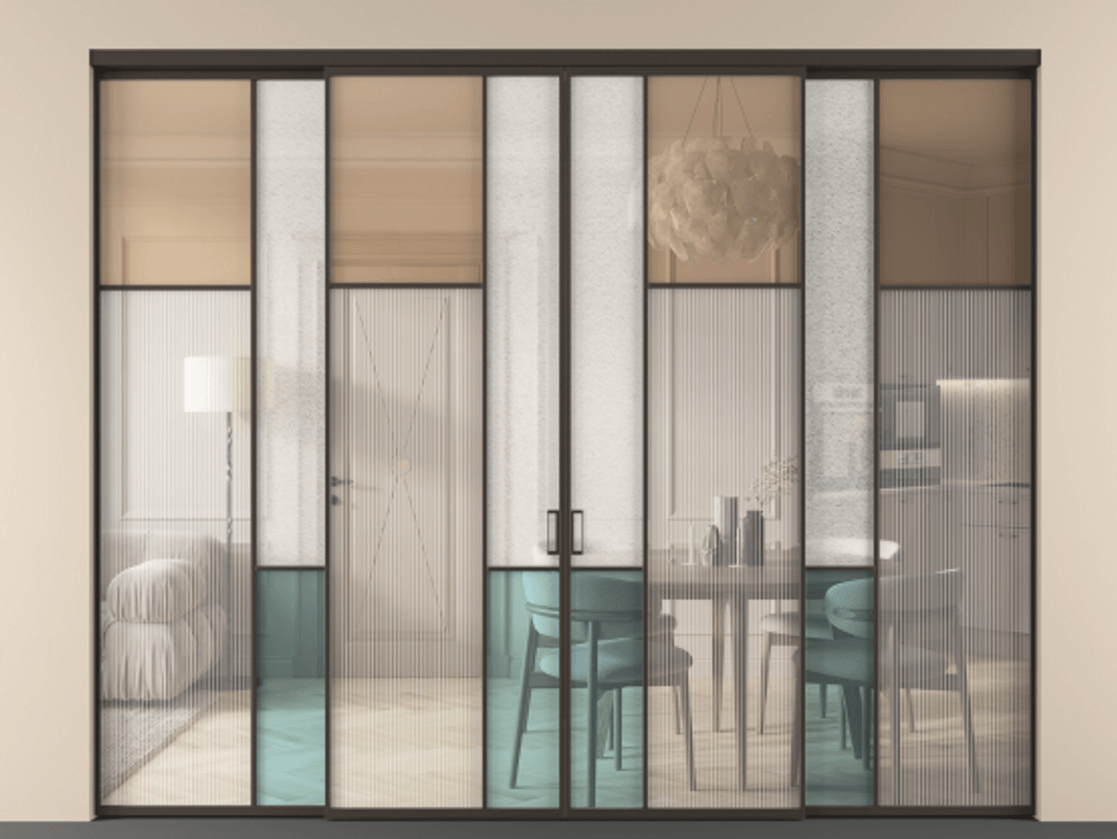 Перегородка Мозаик внутри проёма 4 створки АЛПР 041.11 Алюминий антрацит Комбинация стекол Группы 1 и Группы 3. Цена 706040 сом . Фабрика дверей Волховец 8 (800) 551 43 19 Перегородка Мозаик внутри проёма 4 створки АЛПР 041.11 Алюминий антрацит Комбинация стекол Группы 1 и Группы 3 Цена 706040 сом | Volhovec