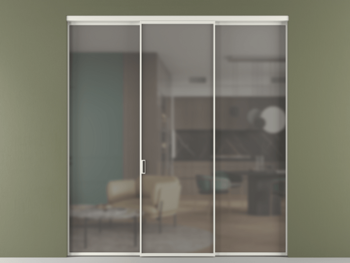 Перегородка Formato внутри проёма 3 створки АЛПР 040.01 Алюминий серый Сатинированное серое стекло, триплекс Цена 327780 сом | Volhovec