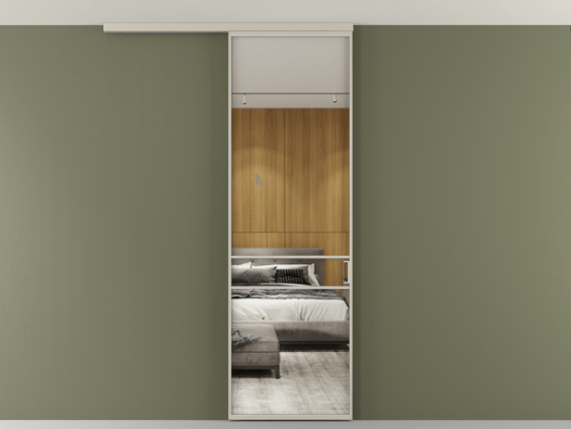 Перегородка Формато вдоль стены на потолок 1 створка АЛПР 040.02 Алюминий светло-бежевый Двустороннее зеркало, триплекс , триплекс 6 мм Цена 141030 сом | Volhovec