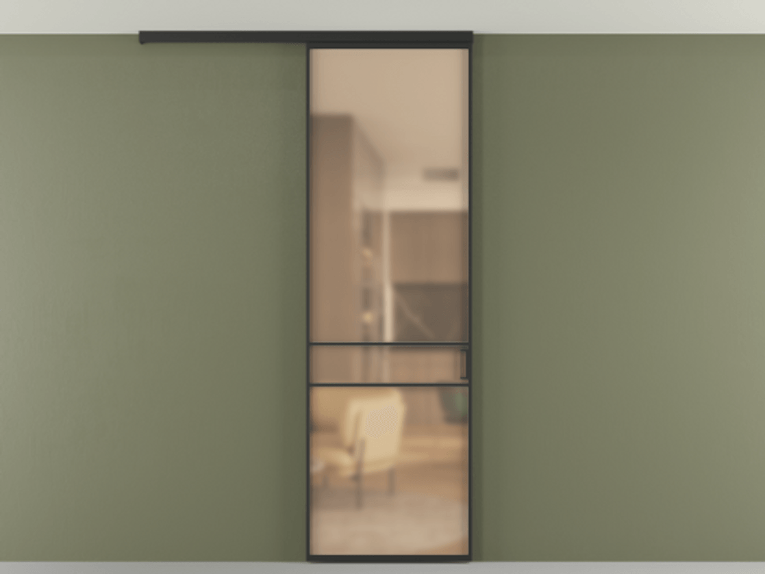 Перегородка Формато вдоль стены на потолок 1 створка АЛПР 040.02 Алюминий Черный Сатинированное оранжевое стекло, триплекс Цена 135680 сом | Volhovec