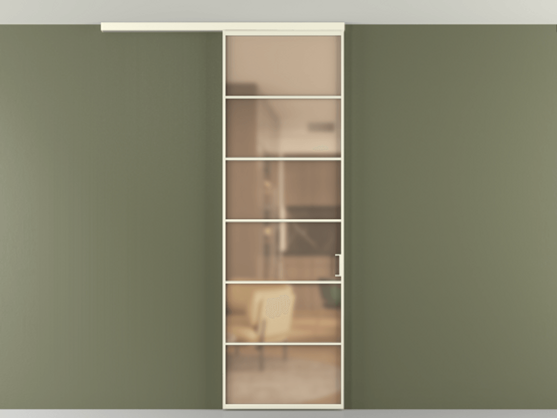 Перегородка Formato вдоль стены на потолок 1 створка АЛПР 040.04 Алюминий молочно-белый Сатинированное оранжевое стекло, триплекс Цена 157030 сом | Volhovec