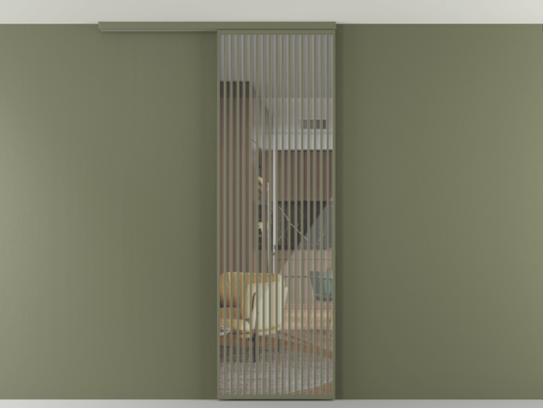 Перегородка Формато вдоль стены на потолок 1 створка АЛПР 040.06 Алюминий оливковый тёмный Рефлективное прозрачное стекло "Стопсол", калёное Цена 339700 сом | Volhovec