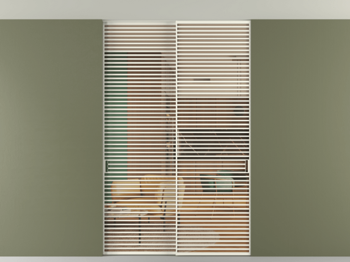 Перегородка Формато внутри проёма скрытое крепление в потолок 2 створки АЛПР 040.07 Алюминий жемчужный Прозрачное оранжевое стекло, триплекс Цена 596840 сом | Volhovec