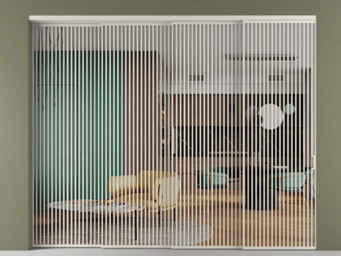 Перегородка Формато внутри проёма 4 створки с синхронным механизмом АЛПР 040.06 Алюминий тёплый серый Прозрачное стекло "Кристал Вижн", калёное. Цена 1169050 сом 1. Полотно 4 шт. (800/2100 мм)
2. Комплект установки раздвижной системы
3. Базовый комплект фурнитуры
4. Комплект фурнитуры телескопик синхро-3
5. Ручка Рондо. Фабрика дверей Волховец 8 (800) 551 43 19 Перегородка Формато внутри проёма 4 створки с синхронным механизмом АЛПР 040.06 Алюминий тёплый серый Прозрачное стекло "Кристал Вижн", калёное Цена 1169050 сом | Volhovec