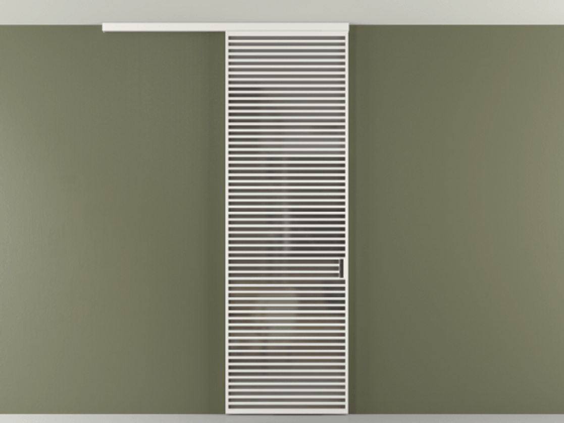 Перегородка Формато вдоль стены на потолок 1 створка АЛПР 040.07 Алюминий светло-серый Сатинированное серое стекло, триплекс Цена 258740 сом | Volhovec