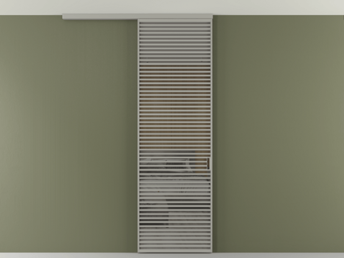 Перегородка Формато вдоль стены на потолок 1 створка АЛПР 040.07 Алюминий нейтральный серый Рефлективное серое стекло "Стопсол", калёное Цена 339700 сом | Volhovec