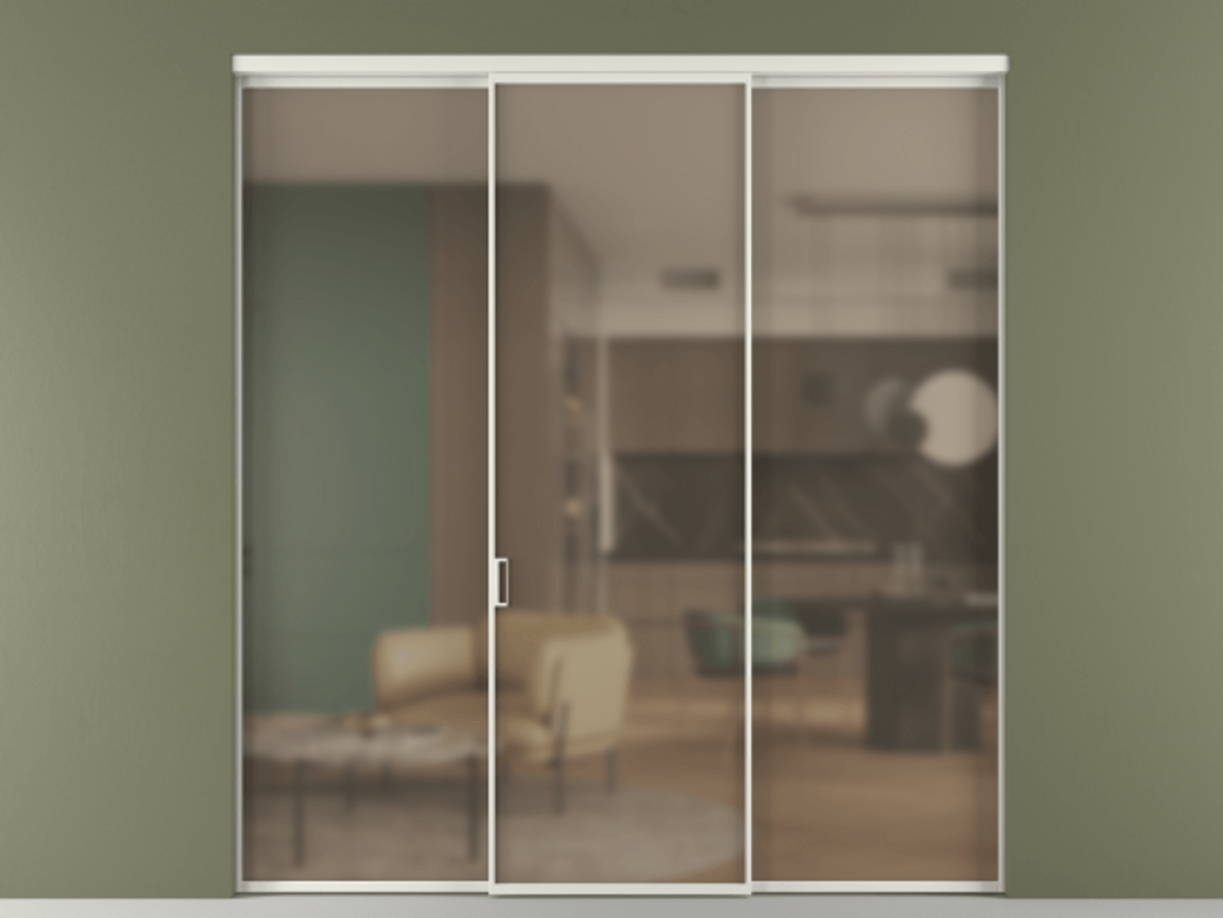 Перегородка Formato внутри проёма 3 створки АЛПР 040.01 Алюминий серый Сатинированное бронзовое стекло, триплекс Цена 327780 сом | Volhovec