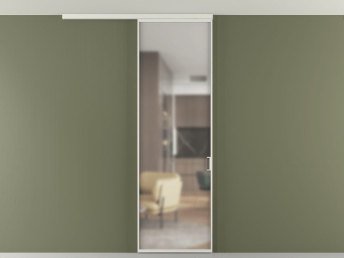 Перегородка Формато вдоль стены на потолок 1 створка АЛПР 040.01 Алюминий серый Сатинированное стекло "Мателюкс Кристал Вижн", калёное, матовое, каленое 6 мм Цена 174090 сом | Volhovec