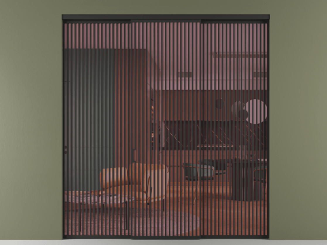 Перегородка Formato внутри проёма 3 створки АЛПР 040.06 Алюминий Черный Прозрачное розовое стекло, триплекс Цена 673580 сом | Volhovec