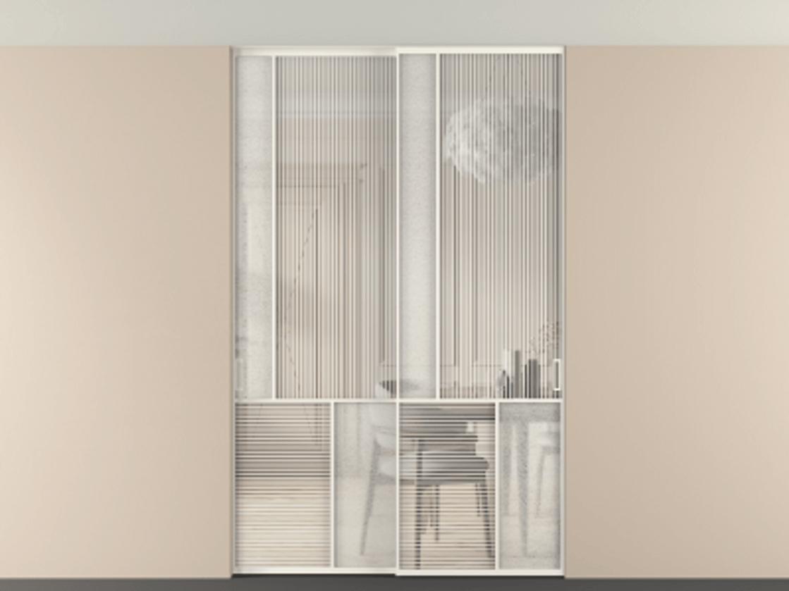 Перегородка Мозаик внутри проёма скрытое крепление в потолок 2 створки АЛПР 041.20 Алюминий пудровый белый Рифлёное стекло "Дюна", триплекс, 6 мм + Фактурное стекло "Лёд", триплекс. Цена 495880 сом . Фабрика дверей Волховец 8 (800) 551 43 19 Перегородка Мозаик внутри проёма скрытое крепление в потолок 2 створки АЛПР 041.20 Алюминий пудровый белый Рифлёное стекло "Дюна", триплекс, 6 мм + Фактурное стекло "Лёд", триплекс Цена 495880 сом | Volhovec