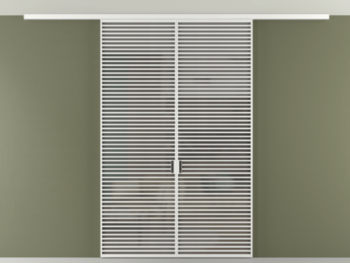 Перегородка Формато вдоль стены на потолок 2 створки АЛПР 040.07 Алюминий белоснежный Сатинированное серое стекло, триплекс Цена 534870 сом | Volhovec