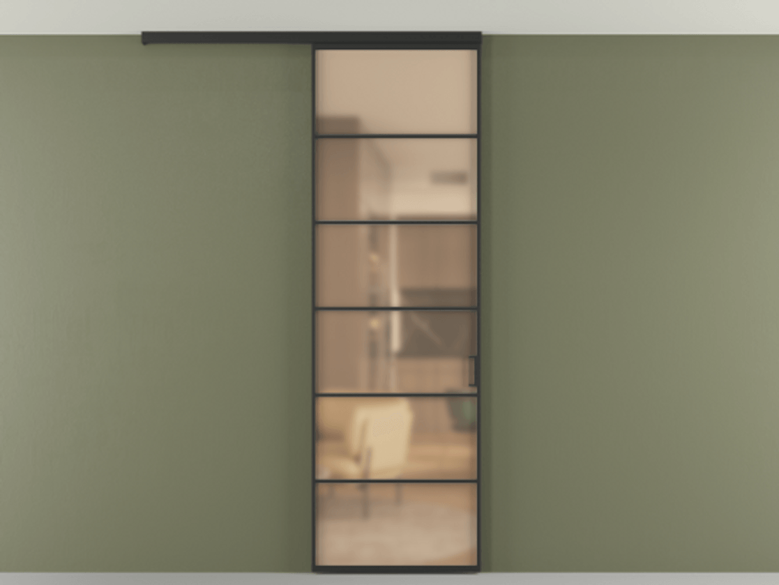 Перегородка Формато вдоль стены на потолок 1 створка АЛПР 040.04 Алюминий Черный Сатинированное оранжевое стекло, триплекс Цена 144570 сом | Volhovec