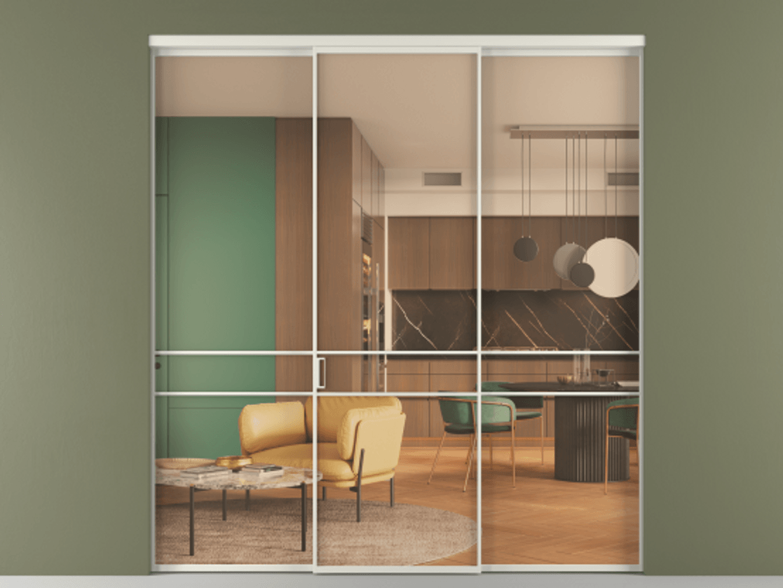 Перегородка Формато внутри проёма 3 створки АЛПР 040.02 Алюминий Белый Прозрачное оранжевое стекло, триплекс. Скрытый короб БЕЛ Цена 331930 сом 1. Полотно 3 шт. (800/2100 мм)
2. Комплект установки раздвижной системы
3. Базовый комплект фурнитуры
4.Ручка Рондо. Фабрика дверей Волховец 8 (800) 551 43 19 Перегородка Формато внутри проёма 3 створки АЛПР 040.02 Алюминий Белый Прозрачное оранжевое стекло, триплекс Цена 331930 сом | Volhovec