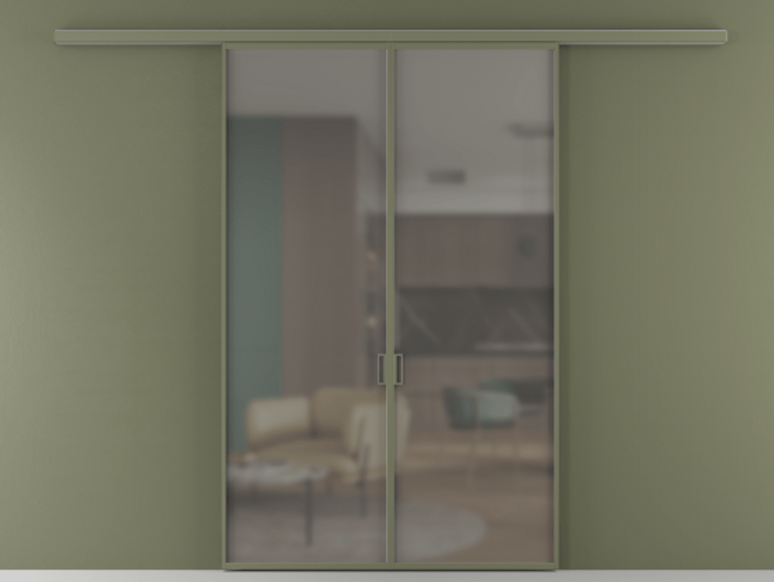 Перегородка Формато вдоль стены 2 створки АЛПР 040.01 Алюминий оливковый тёмный Сатинированное серое стекло, триплекс Цена 272780 сом | Volhovec