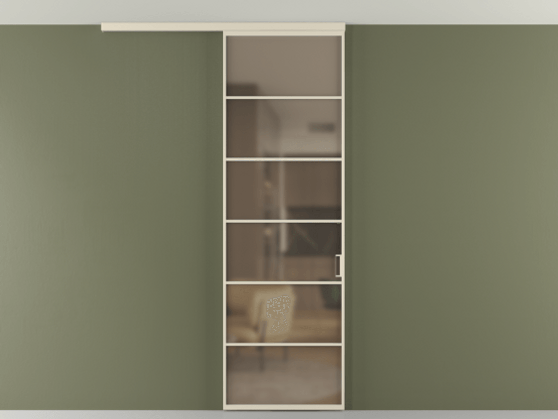 Перегородка Formato вдоль стены на потолок 1 створка АЛПР 040.04 Алюминий бежево-серый Сатинированное бронзовое стекло, триплекс Цена 150390 сом | Volhovec