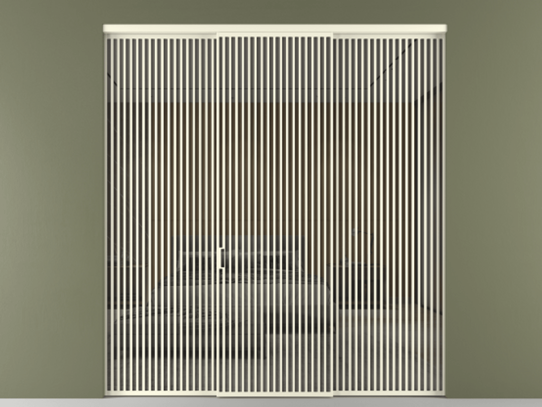 Перегородка Формато внутри проёма 3 створки АЛПР 040.06 Алюминий молочно-белый Рефлективное серое стекло "Стопсол", калёное Цена 890490 сом | Volhovec