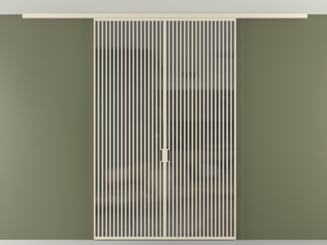 Перегородка Формато вдоль стены на потолок 2 створки АЛПР 040.06 Алюминий бежево-серый Сатинированное серое стекло, триплекс Цена 645770 сом | Volhovec