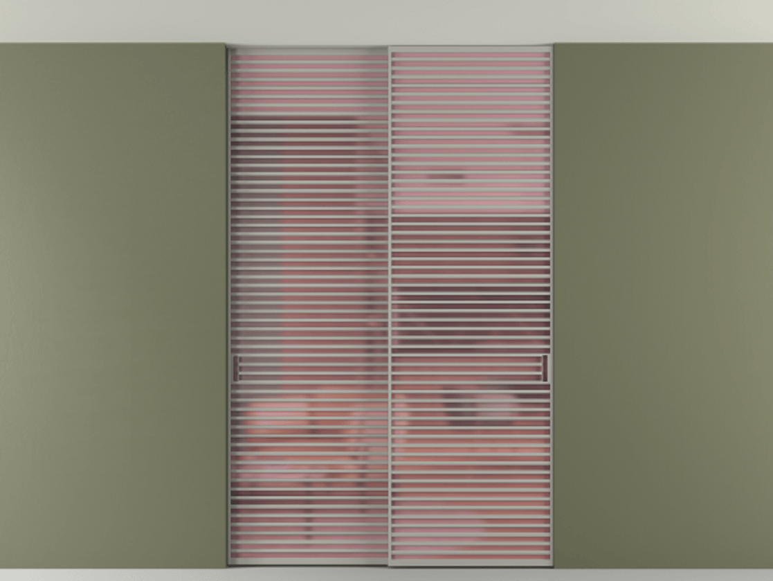 Перегородка Формато внутри проёма скрытое крепление в потолок 2 створки АЛПР 040.07 Алюминий нейтральный серый Сатинированное розовое стекло, триплекс Цена 596840 сом | Volhovec