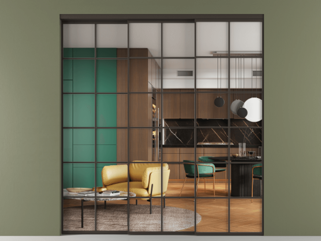 Перегородка Formato внутри проёма 3 створки с синхронным механизмом АЛПР 040.05 Алюминий антрацит Прозрачное стекло "Crystal Vision", калёное. Цена 636270 сом 1. Полотно 3 шт. (800/2100 мм)
2. Комплект установки раздвижной системы
3. Базовый комплект фурнитуры
4. Комплект фурнитуры телескопик синхро-2
5.Ручка RONDO
. Фабрика дверей Волховец 8 (800) 551 43 19 Перегородка Formato внутри проёма 3 створки с синхронным механизмом АЛПР 040.05 Алюминий антрацит Прозрачное стекло "Crystal Vision", калёное Цена 636270 сом | Volhovec