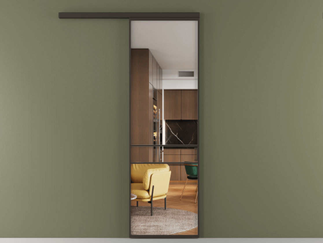 Перегородка Формато вдоль стены 1 створка АЛПР 040.02 Алюминий антрацит Прозрачное стекло "Кристал Вижн", калёное Цена 163771 сом  | Volhovec