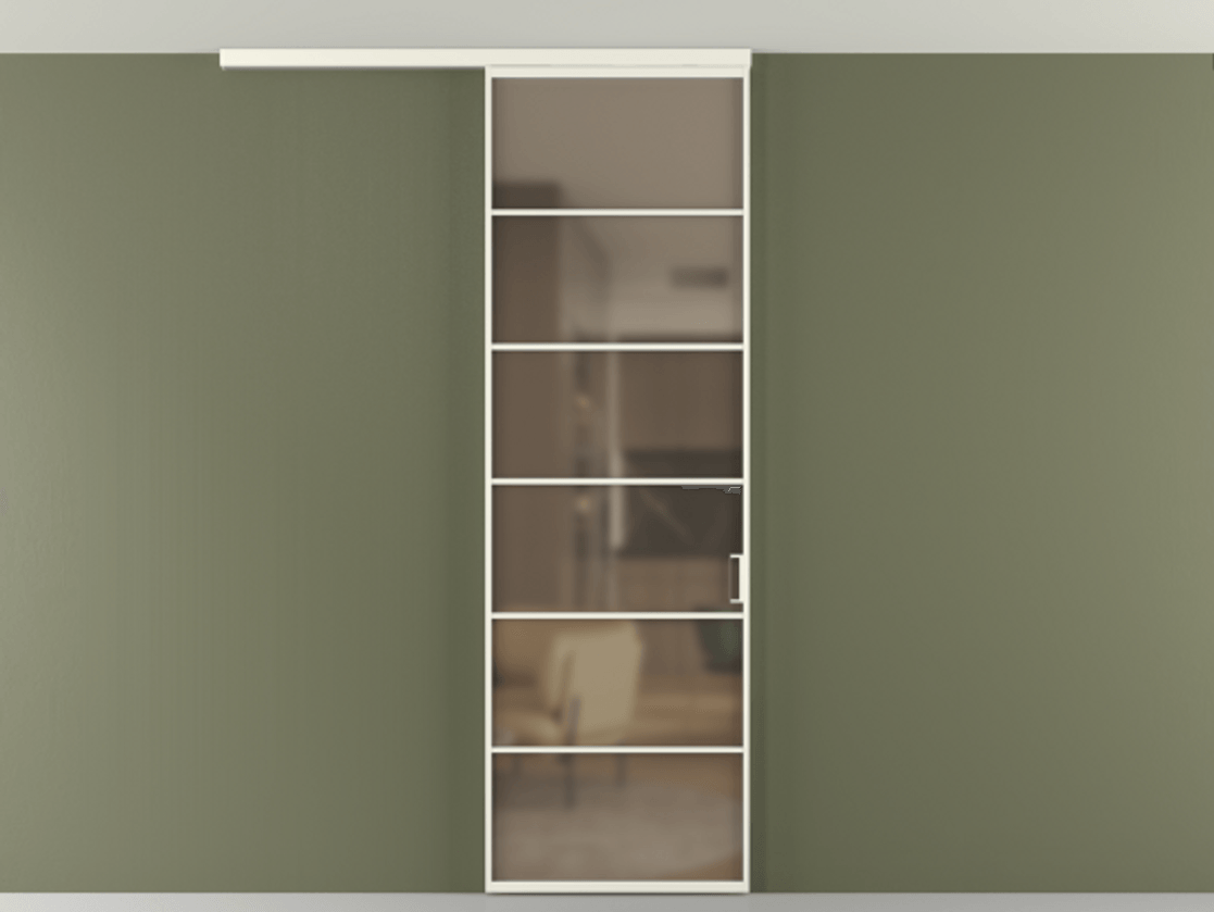 Перегородка Формато вдоль стены на потолок 1 створка АЛПР 040.04 Алюминий жемчужный Сатинированное бронзовое стекло, триплекс Цена 157030 сом | Volhovec