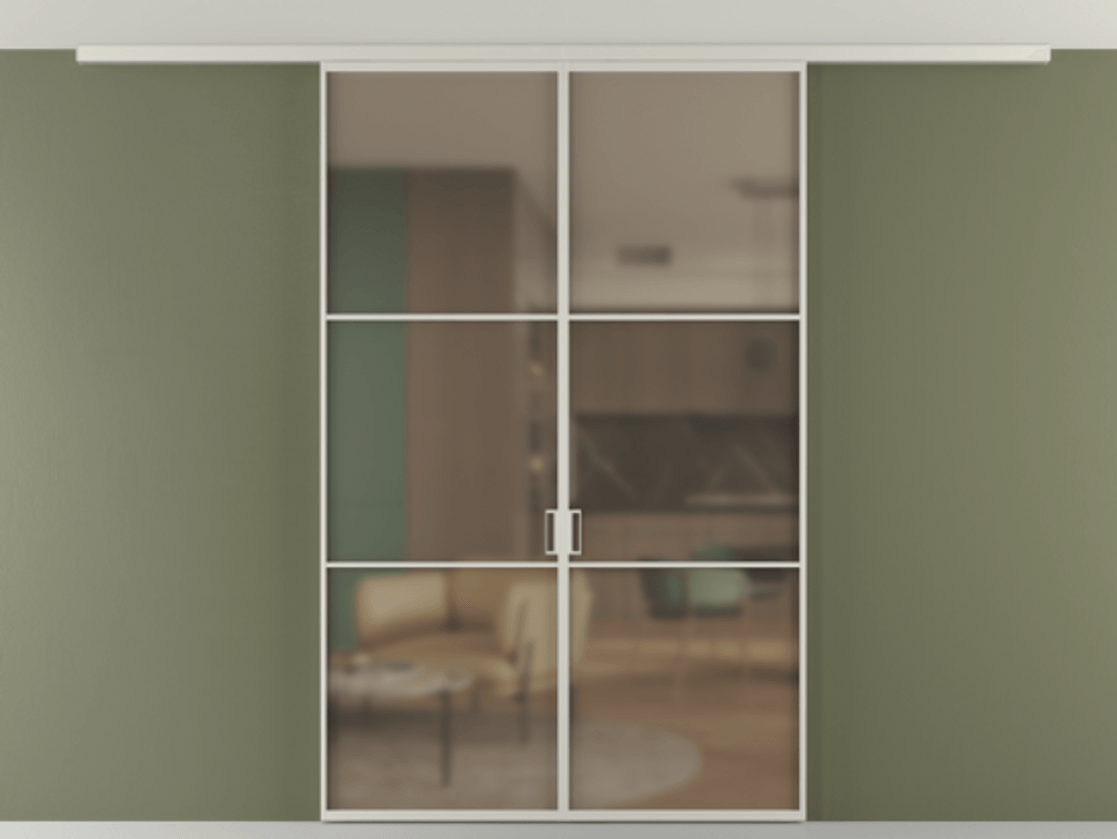 Перегородка Формато вдоль стены на потолок 2 створки АЛПР 040.03 Алюминий тёплый серый Сатинированное бронзовое стекло, триплекс Цена 271710 сом | Volhovec