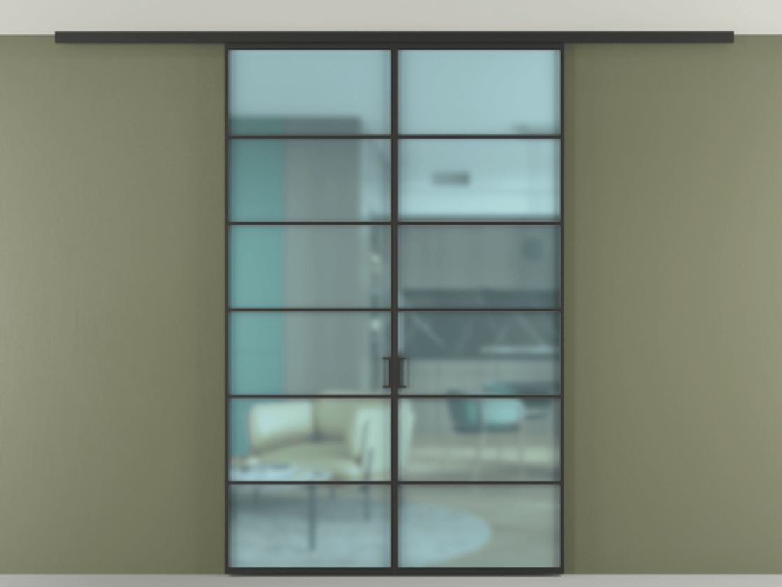 Перегородка Формато вдоль стены на потолок 2 створки АЛПР 040.04 Алюминий Черный Сатинированное голубое стекло, триплекс Цена 279240 сом | Volhovec