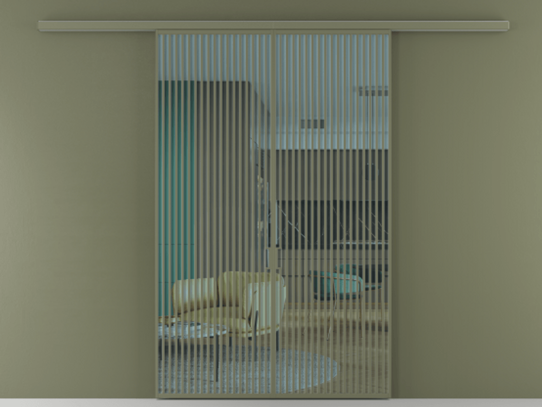 Перегородка Formato вдоль стены 2 створки АЛПР 040.06 Алюминий оливковый тёмный Прозрачное голубое стекло, триплекс Цена 523810 сом | Volhovec