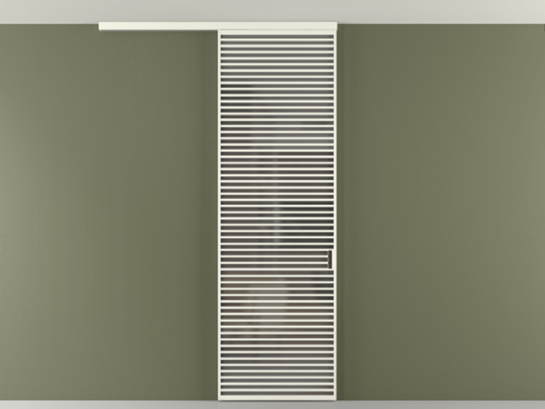 Перегородка Формато вдоль стены на потолок 1 створка АЛПР 040.07 Алюминий жемчужный Сатинированное серое стекло, триплекс Цена 187228 ₽ | Volhovec