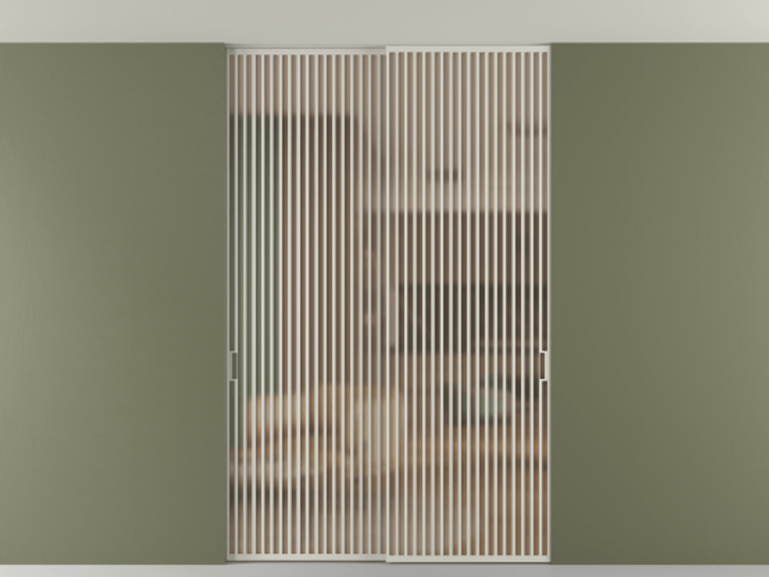 Перегородка Формато внутри проёма скрытое крепление в потолок 2 створки АЛПР 040.06 Алюминий тёплый серый Сатинированное оранжевое стекло, триплекс Цена 596840 сом | Volhovec