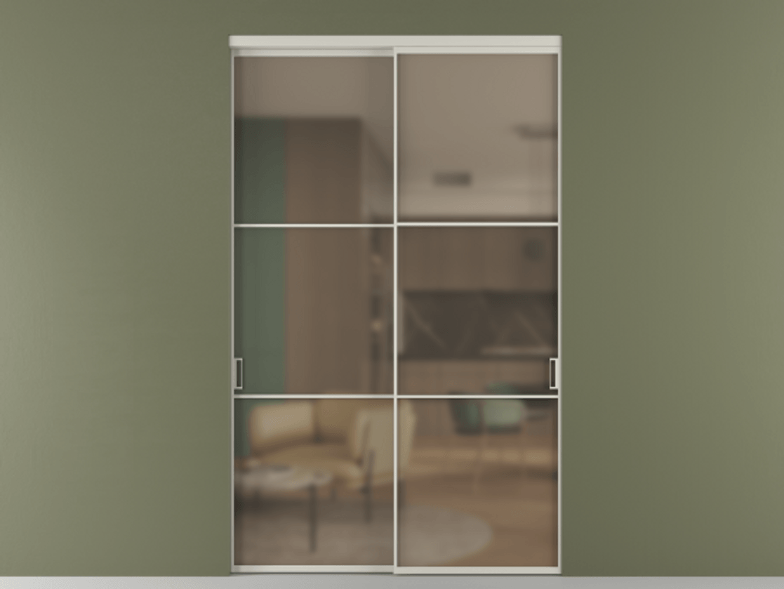 Перегородка Формато внутри проёма 2 створки АЛПР 040.03 Алюминий тёплый серый Сатинированное бронзовое стекло, триплекс Цена 618440 сом  | Volhovec