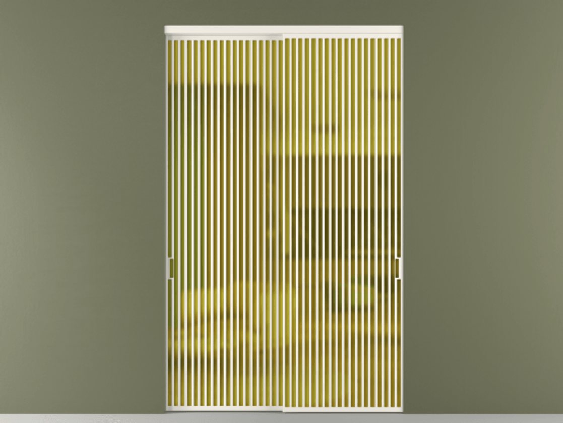 Перегородка Formato внутри проёма 2 створки АЛПР 040.06 Алюминий пудровый белый Сатинированное жёлтое стекло, триплекс Цена 857670.8 сом  | Volhovec