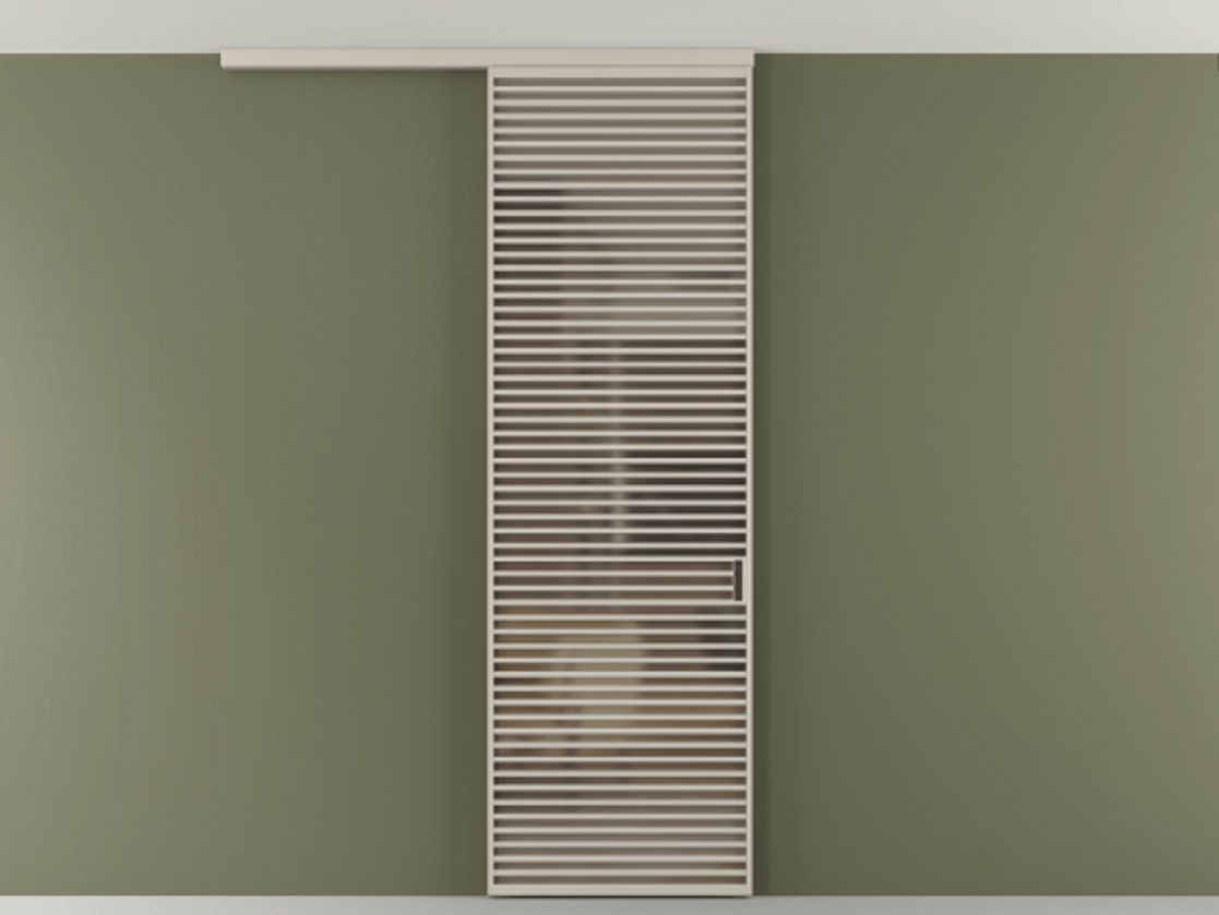 Перегородка Формато вдоль стены на потолок 1 створка АЛПР 040.07 Алюминий светло-бежевый Сатинированное бронзовое стекло, триплекс Цена 224670 ₽ | Volhovec