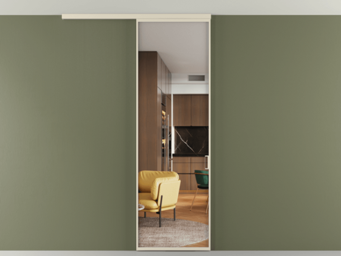 Перегородка Формато вдоль стены на потолок 1 створка АЛПР 040.01 Алюминий бежево-серый Прозрачное стекло "Кристал Вижн", калёное Цена 174090 сом | Volhovec