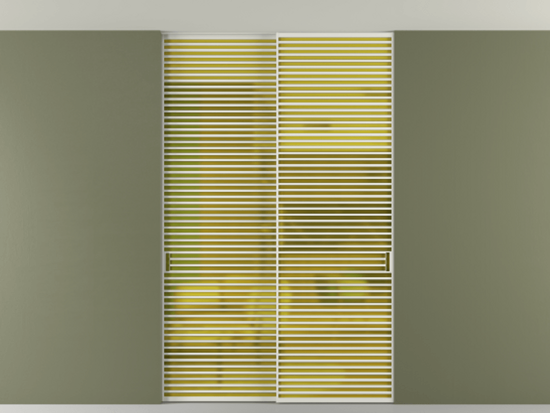 Перегородка Формато внутри проёма скрытое крепление в потолок 2 створки АЛПР 040.07 Алюминий серый Сатинированное жёлтое стекло, триплекс Цена 596840 сом | Volhovec