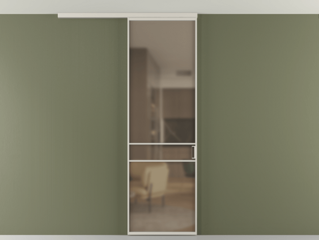 Перегородка Formato вдоль стены на потолок 1 створка АЛПР 040.02 Алюминий облачно-серый Сатинированное бронзовое стекло, триплекс Цена 141030 сом | Volhovec