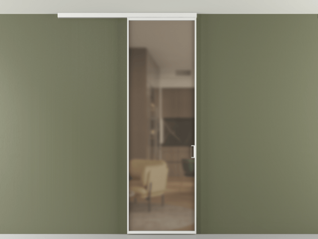 Перегородка Формато вдоль стены на потолок 1 створка АЛПР 040.01 Алюминий белоснежный Сатинированное бронзовое стекло, триплекс Цена 134540 сом | Volhovec