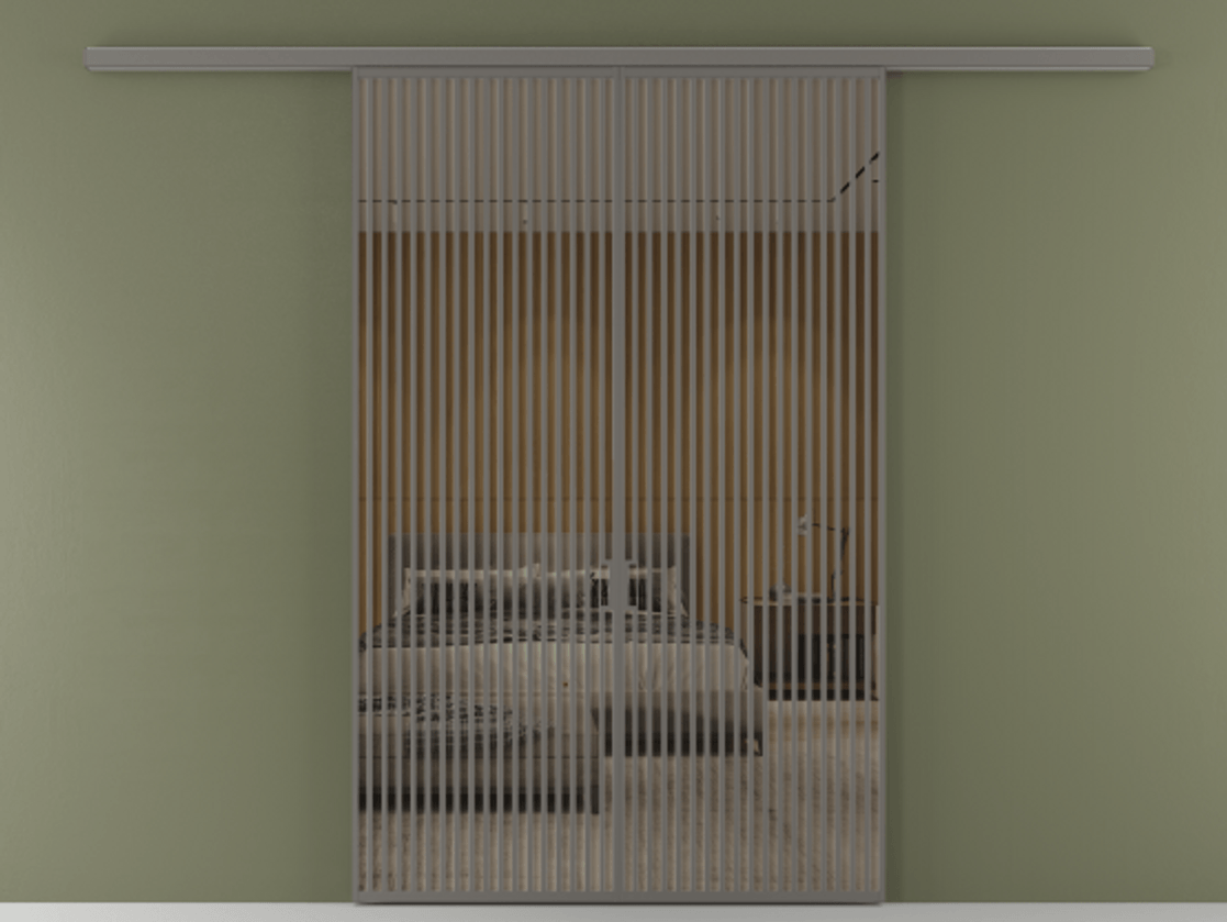 Перегородка Формато вдоль стены 2 створки АЛПР 040.06 Алюминий классический серый Рефлективное бронзовое стекло "Стопсол", калёное Цена 647920 сом | Volhovec