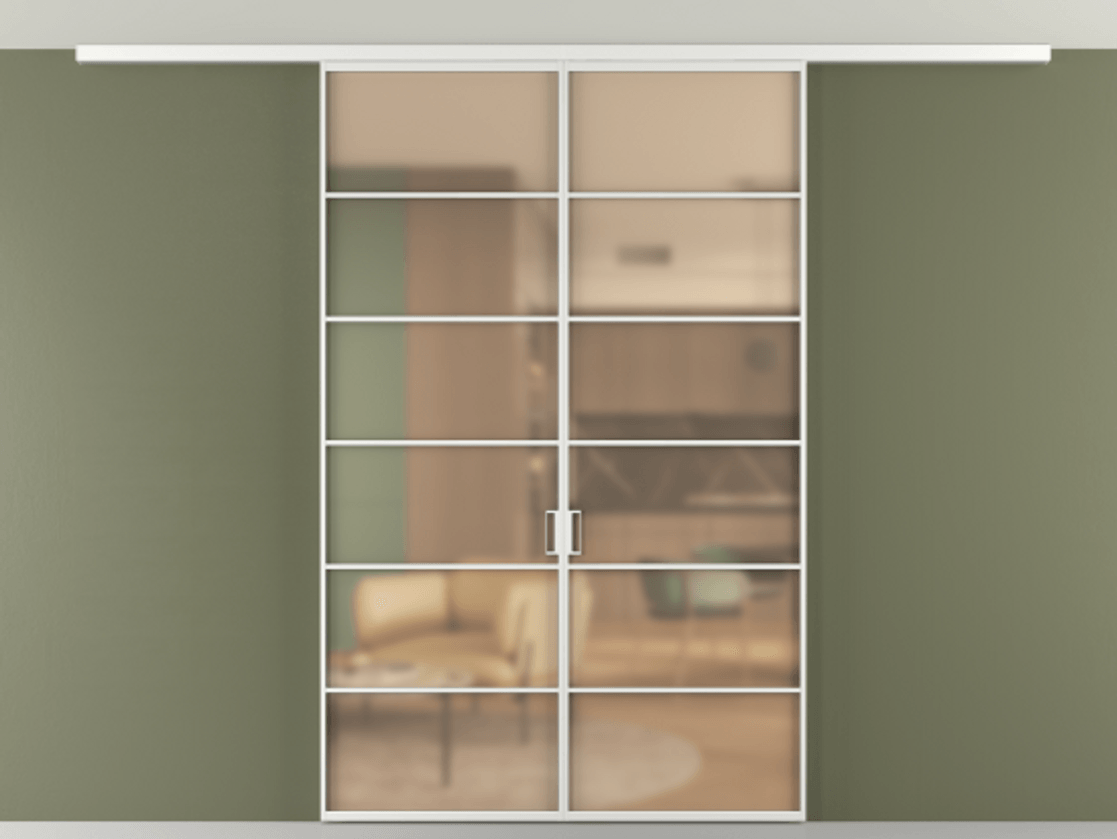 Перегородка Formato вдоль стены на потолок 2 створки АЛПР 040.04 Алюминий белоснежный Сатинированное оранжевое стекло, триплекс Цена 356840 сом | Volhovec