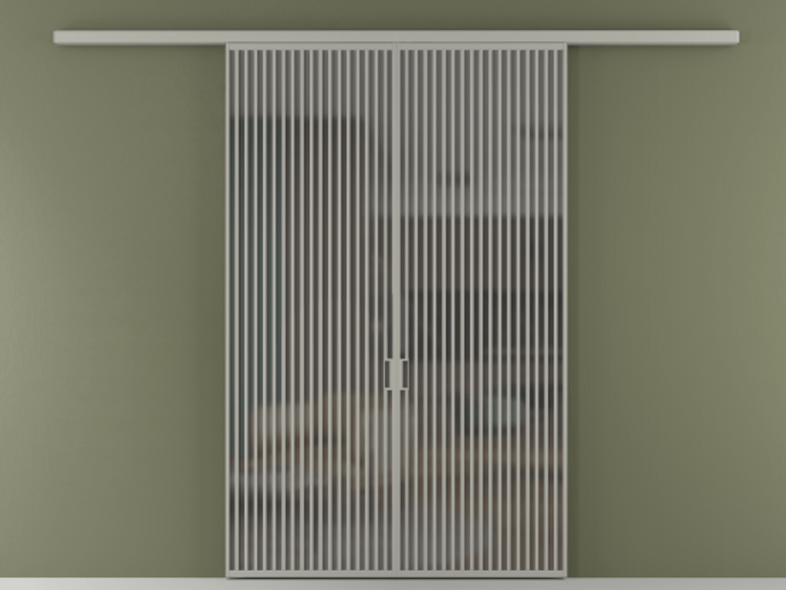 Перегородка Formato вдоль стены 2 створки АЛПР 040.06 Алюминий нейтральный серый Сатинированное серое стекло, триплекс Цена 624620 сом | Volhovec