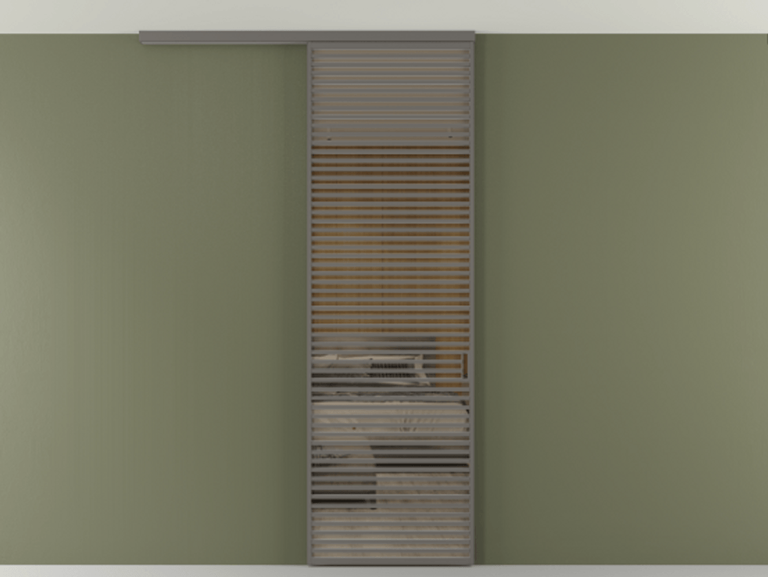 Перегородка Формато вдоль стены на потолок 1 створка АЛПР 040.07 Алюминий классический серый Рефлективное бронзовое стекло "Стопсол", калёное Цена 281920 сом | Volhovec