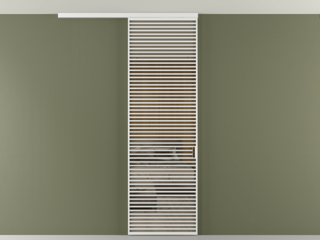 Перегородка Формато вдоль стены на потолок 1 створка АЛПР 040.07 Алюминий белоснежный Рефлективное бронзовое стекло "Стопсол", калёное Цена 281920 сом | Volhovec