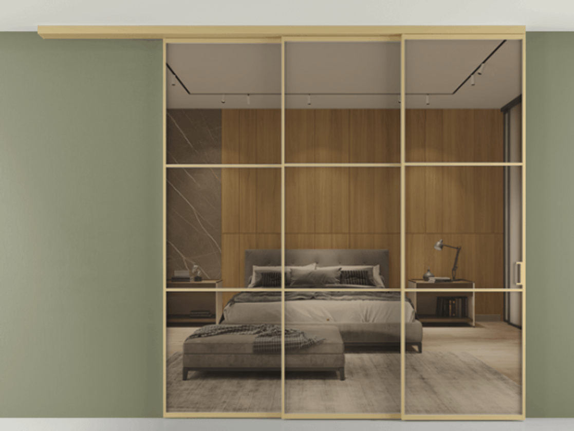 Перегородка Формато вдоль стены на потолок 3 створки с синхронным механизмом АЛПР 040.03 Золотой Рефлективное бронзовое стекло "Стопсол", калёное. Цена 809080 сом 1. Полотно 2 шт. (800/2100 мм)
2. Комплект установки раздвижной системы
3. Базовый комплект фурнитуры
4.Ручка Рондо. Фабрика дверей Волховец 8 (800) 551 43 19 Перегородка Формато вдоль стены на потолок 3 створки с синхронным механизмом АЛПР 040.03 Золотой Рефлективное бронзовое стекло "Стопсол", калёное Цена 809080 сом | Volhovec