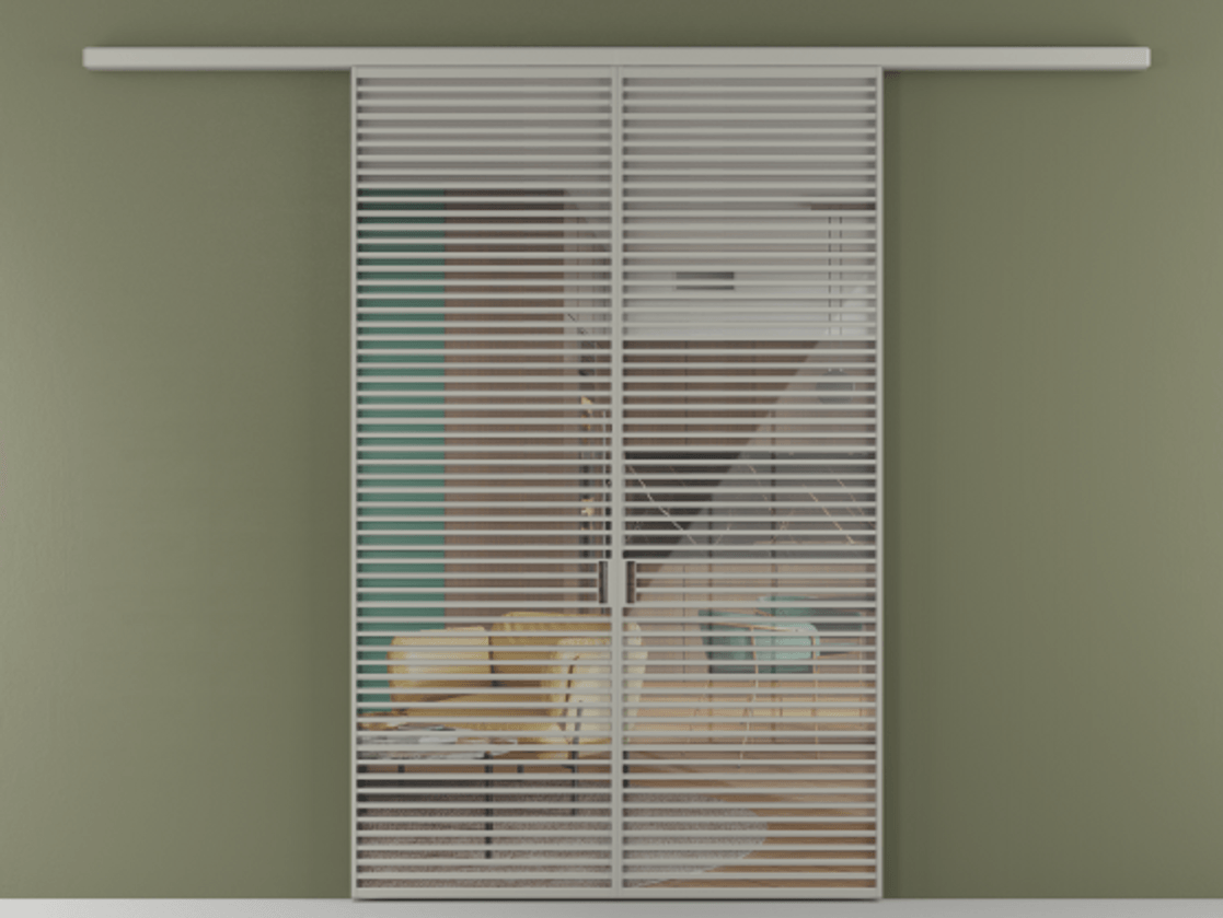 Перегородка Формато вдоль стены 2 створки АЛПР 040.07 Алюминий нейтральный серый Рефлективное прозрачное стекло "Стопсол", калёное Цена 647920 сом | Volhovec