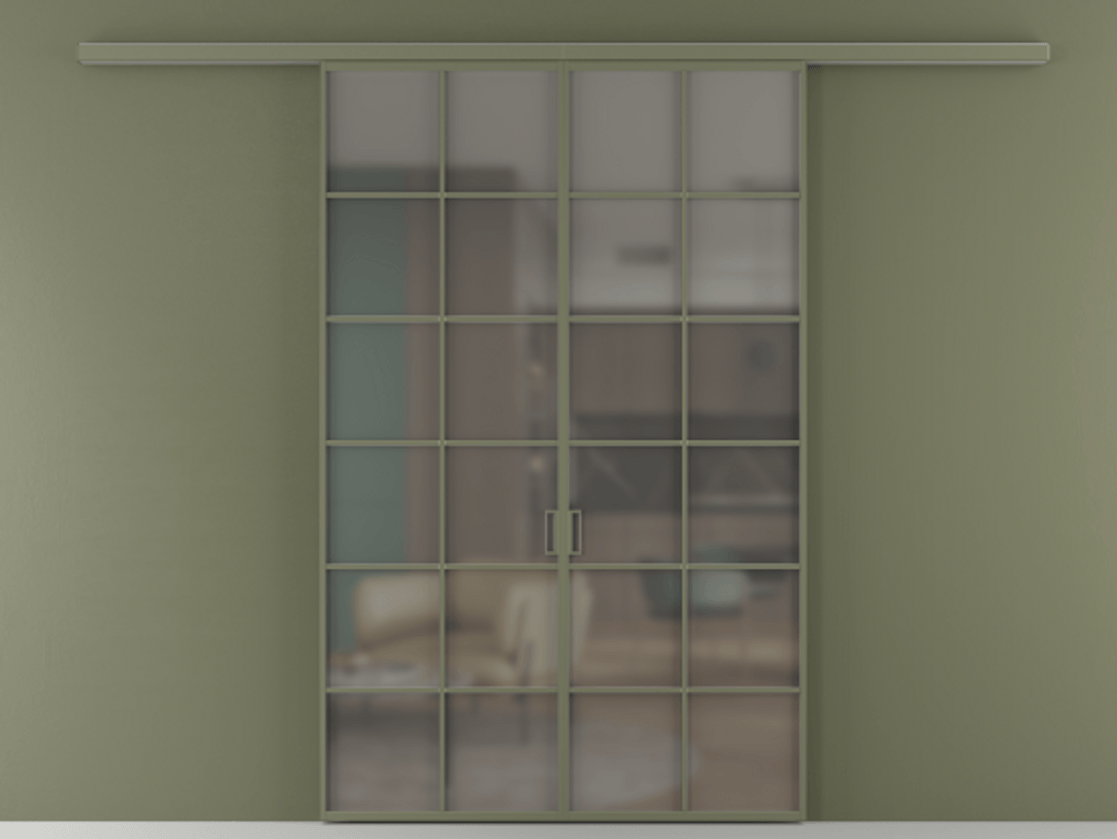 Перегородка Formato вдоль стены 2 створки АЛПР 040.05 Алюминий оливковый тёмный Сатинированное серое стекло, триплекс Цена 361960 сом | Volhovec