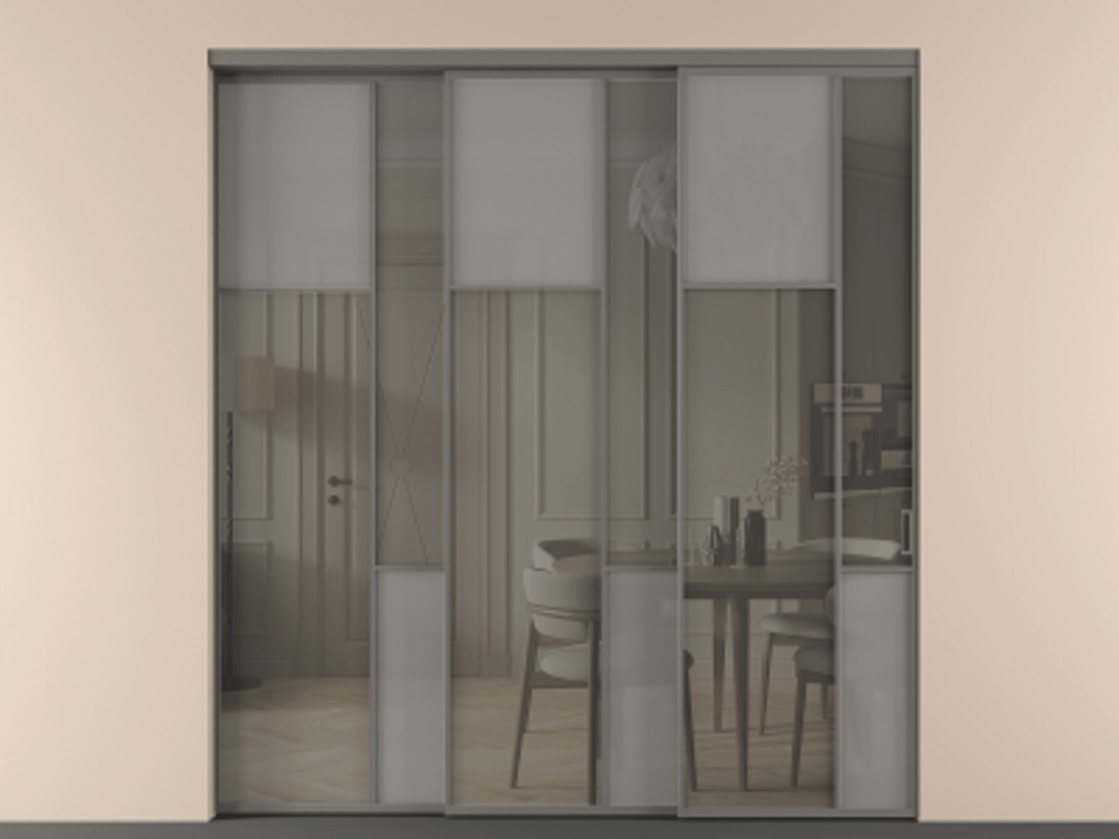 Перегородка Mosaic внутри проёма 3 створки с синхронным механизмом АЛПР 041.10 Алюминий классический серый Сатинированное серое стекло, триплекс, 6 мм + Прозрачное серое стекло, триплекс. Цена 636840 сом . Фабрика дверей Волховец 8 (800) 551 43 19 Перегородка Mosaic внутри проёма 3 створки с синхронным механизмом АЛПР 041.10 Алюминий классический серый Сатинированное серое стекло, триплекс, 6 мм + Прозрачное серое стекло, триплекс Цена 636840 сом | Volhovec