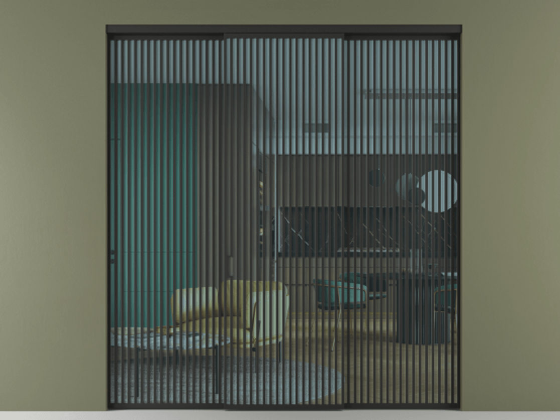 Перегородка Formato внутри проёма 3 створки АЛПР 040.06 Алюминий Черный Прозрачное голубое стекло, триплекс Цена 673580 сом | Volhovec