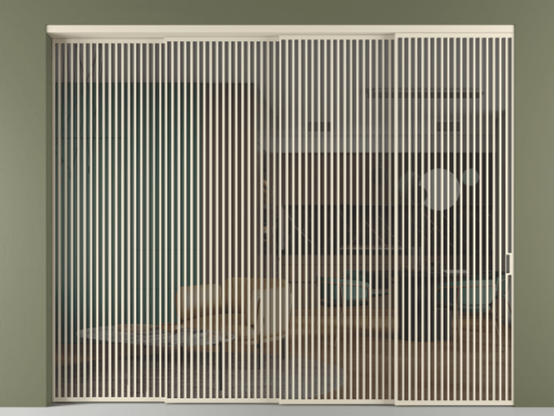 Перегородка Формато внутри проёма 4 створки с синхронным механизмом АЛПР 040.06 Алюминий бежево-серый Прозрачное серое стекло, триплекс Цена 1131780 сом | Volhovec