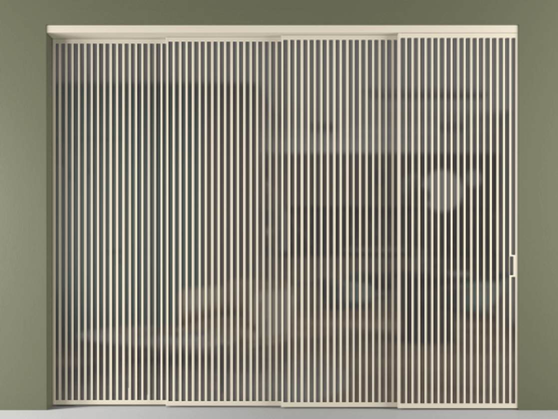 Перегородка Формато внутри проёма 4 створки с синхронным механизмом АЛПР 040.06 Алюминий бежево-серый Сатинированное серое стекло, триплекс Цена 1131780 сом | Volhovec