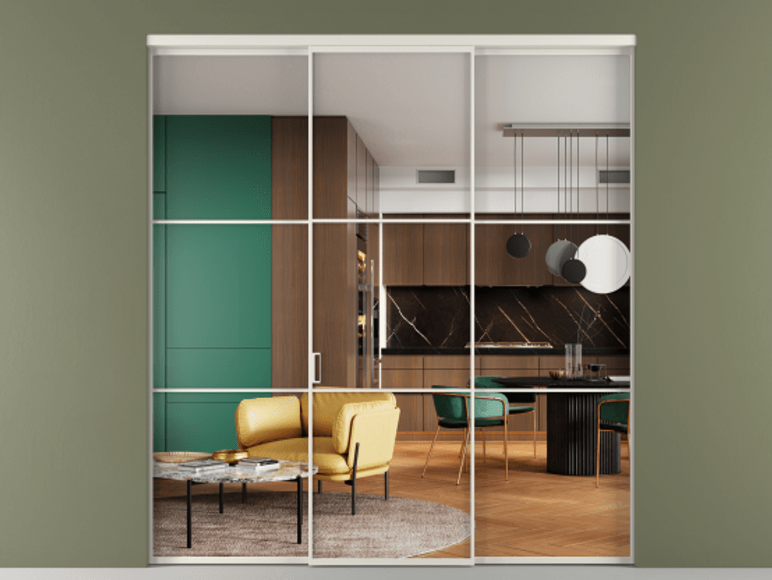 Перегородка Formato внутри проёма 3 створки АЛПР 040.03 Алюминий Белый Прозрачное стекло "Crystal Vision", калёное Цена 2060970 AMD | Volhovec